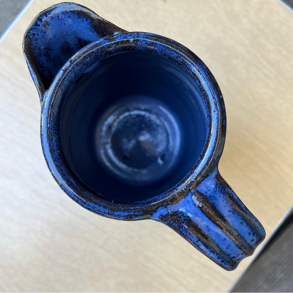 Handmade Ceramic Pitcher In Blue & Brown - Picture 6 of 15
